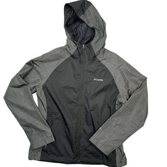 Columbia Omnitech Hooded Jacket Black Gray Women's Large - Picture 2 of 15